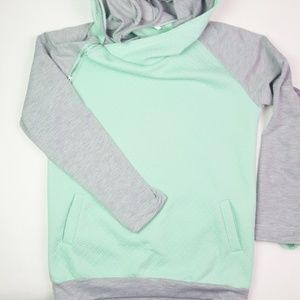 Mint Green & Gray  Long Sleeve Hoddie